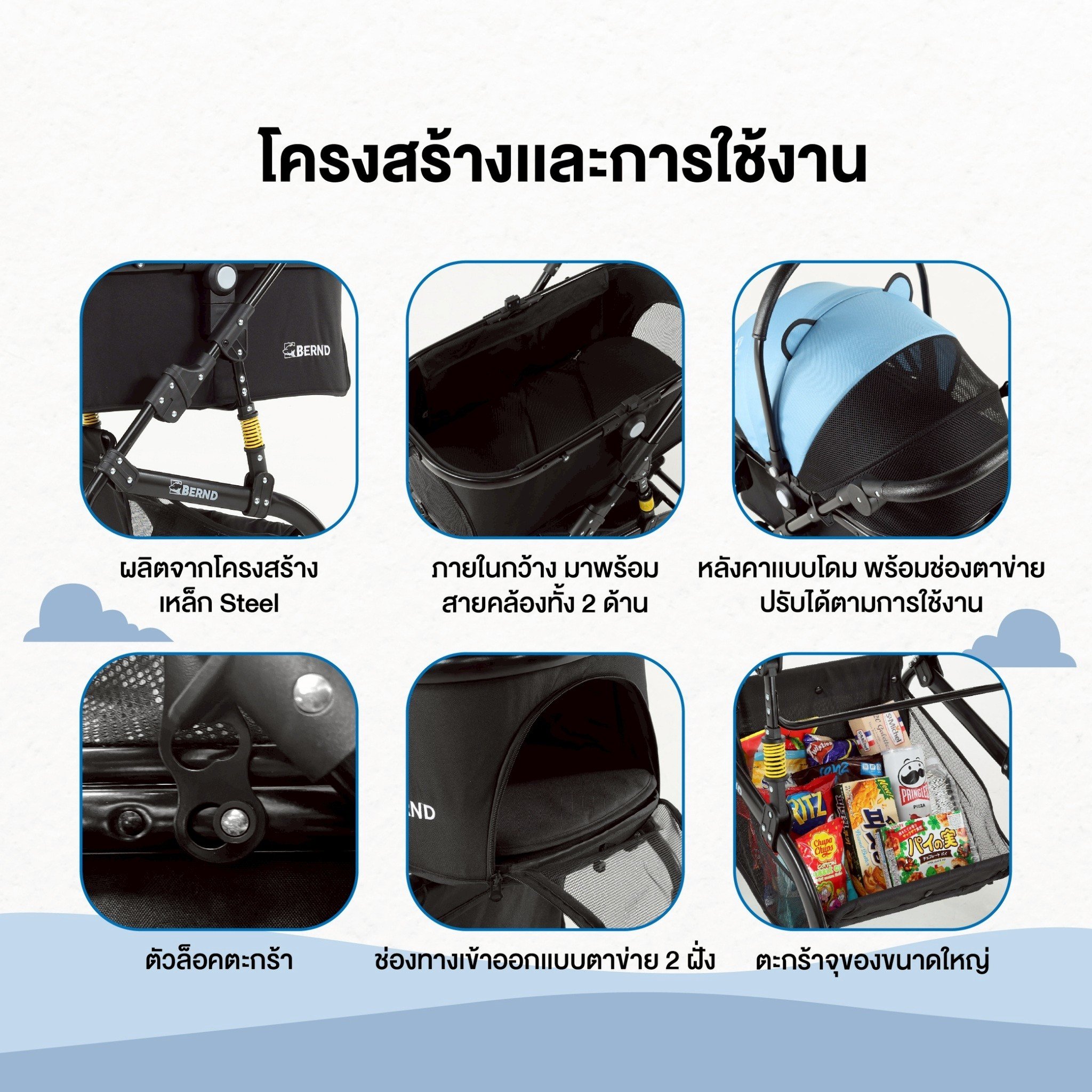  รถเข็นสำหรับสัตว์เลี้ยงแบบ 3 in1 Bernd รุ่น Luna Pet Dodger Blue_5
